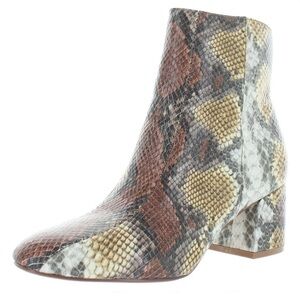 Snakeskin Block Heel Ankle Boots
